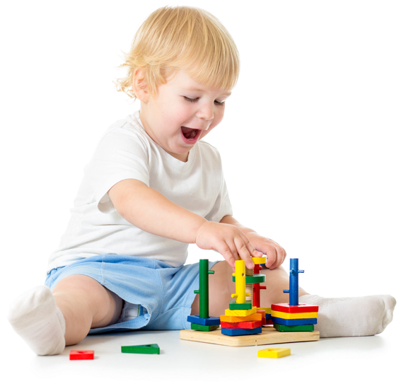 child playing with puzzles